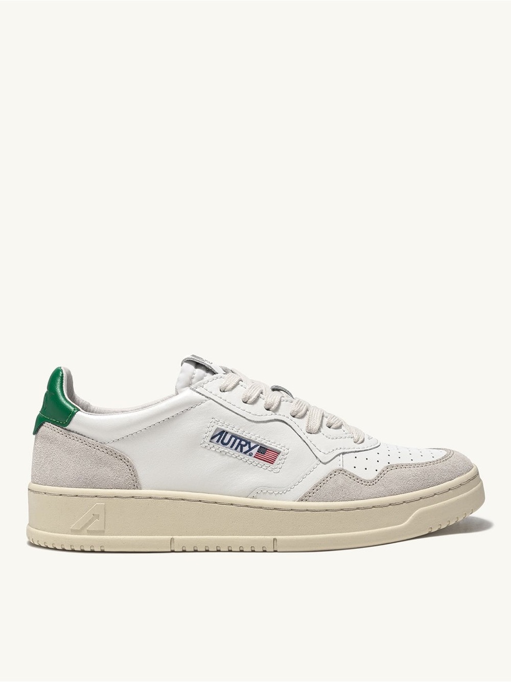 AUTRY SNEAKERS MEDALIST LOW SNEAKERS IN WHITE AND AMAZON LEATHER AND BEIGE SUEDE